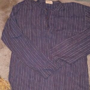 Fabindia Navy Striped Casual Shirt